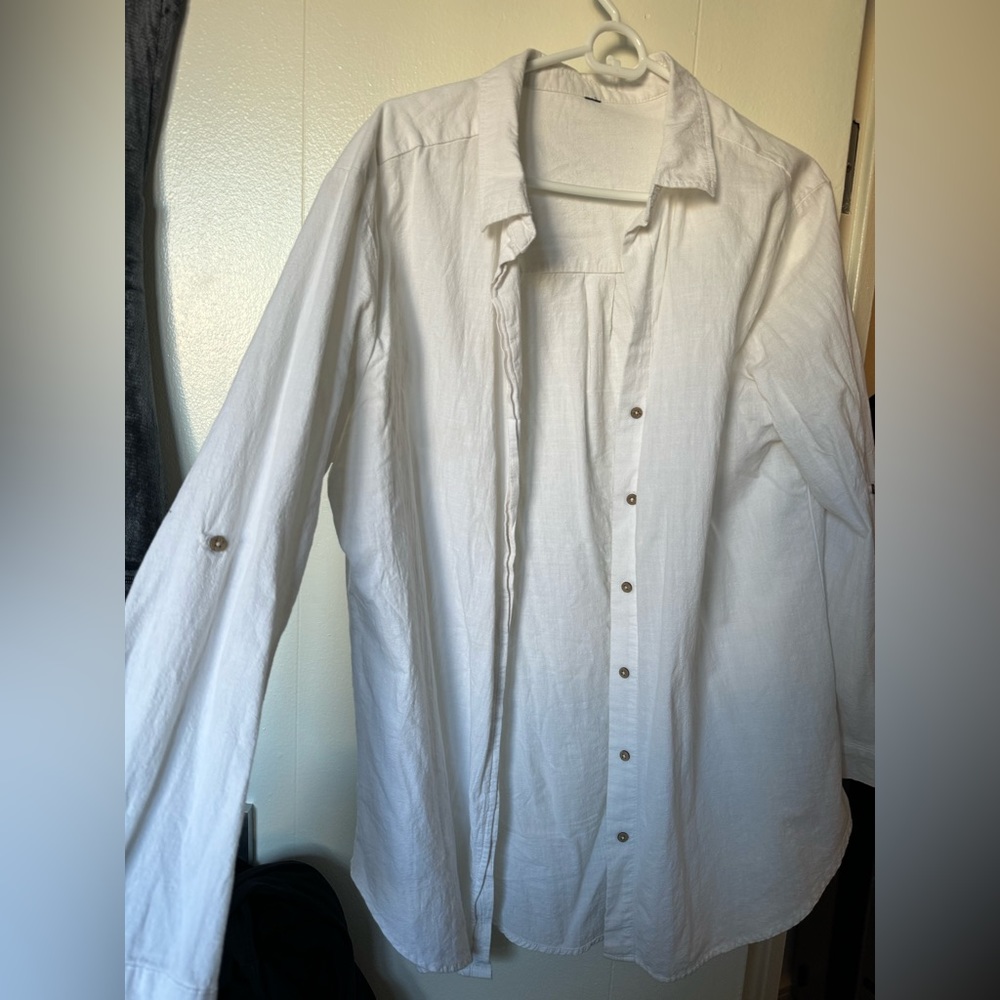 Beachy Oversized White Button Down Shirt - image 1